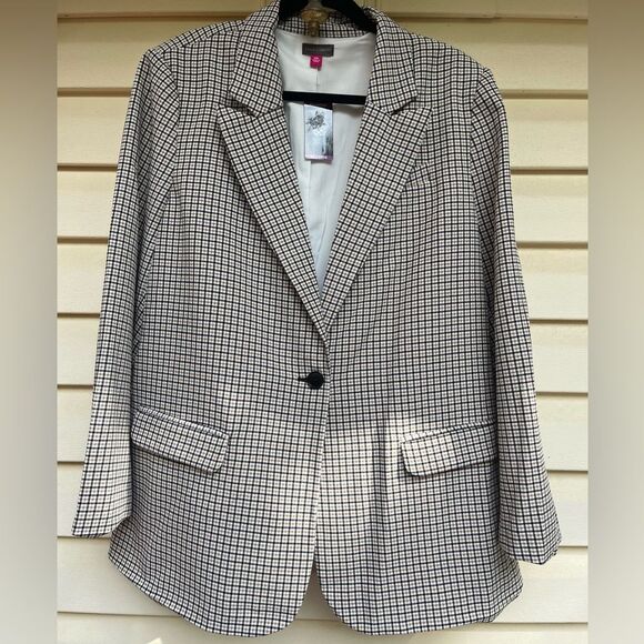 Vince Camuto checked single button closure blazer, NWT, mock pockets, XXL - Picture 3 of 13